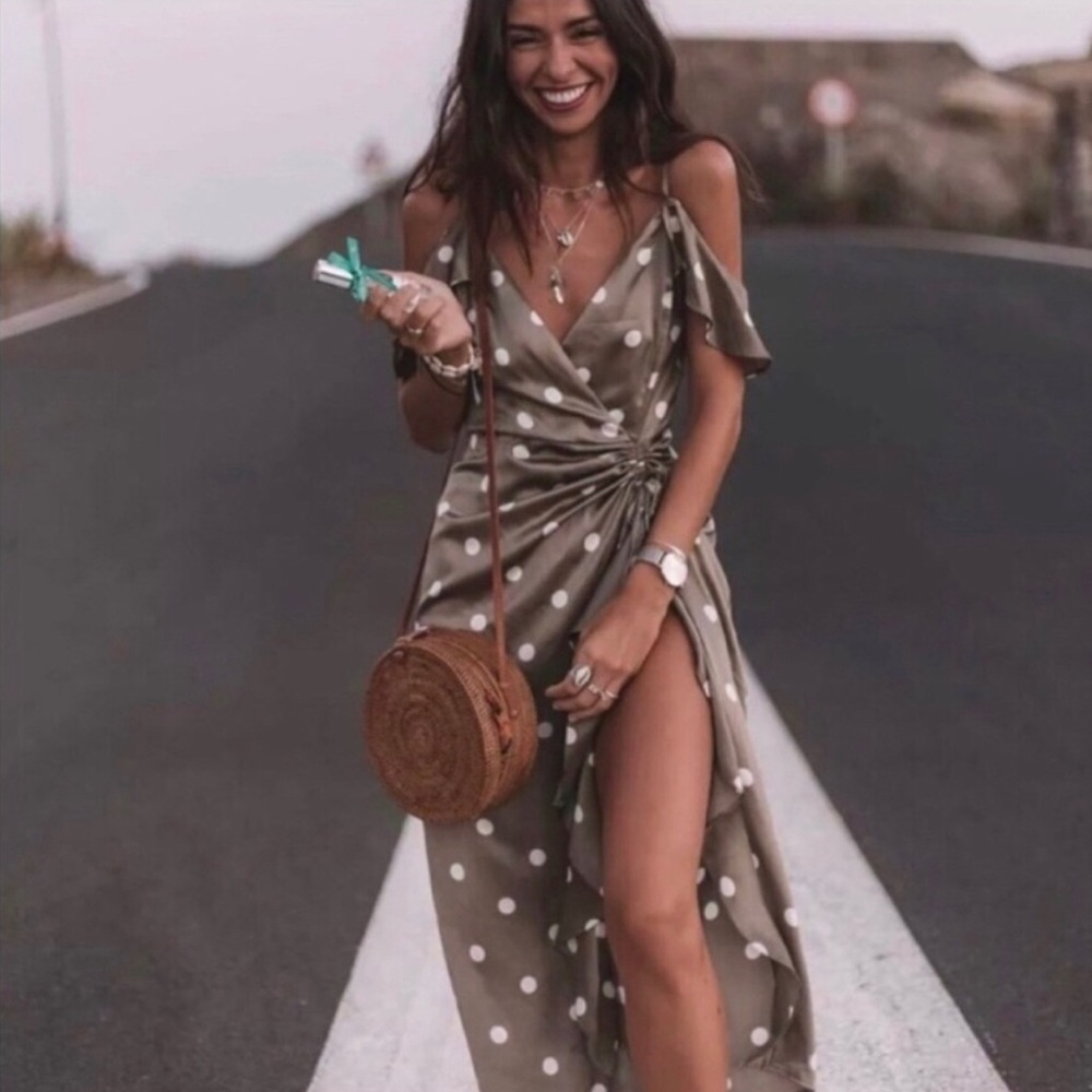 POLKA DOT MIDI SLIP DRESS
